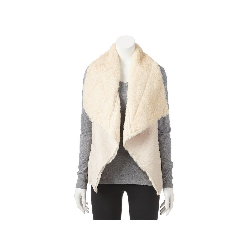 WD.NY Faux Fur Drape-Front Vest